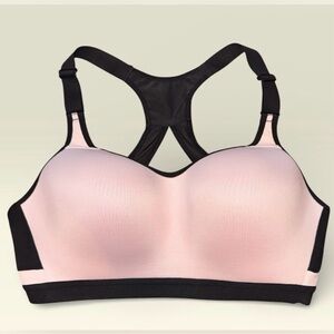 Victoria Sport Sports Bra 38D Pink Black Racerback High Impact Workout Bra